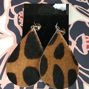 Cheetah print leather earrings